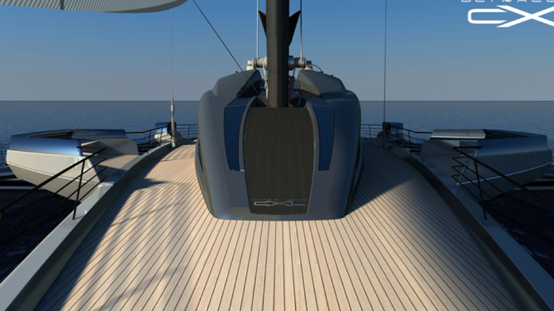 Illustration for article titled The World's Largest Sailing Trimaran Has A Garage For Your McLaren